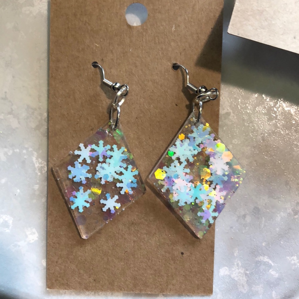 Christmas Noel triangle dangle earrings